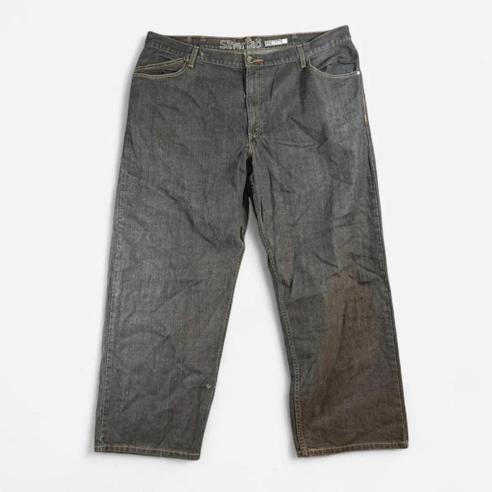 Vintage‎ Y2K Levi SilverTab Baggy Wide Leg Fit Black Denim Jeans Mens Size 42x30